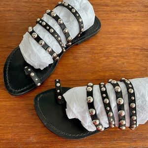 BCBG Black Studded Sandals Sz 8